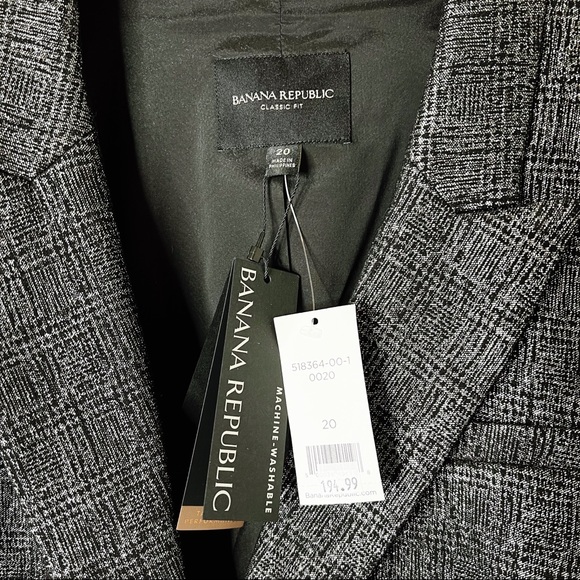 NWT Banana Republic Silver & Black Metallic Blazer SZ 20 - Picture 2 of 8